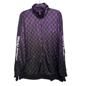 Men's Staple World Renown Pigeon Jacket Black Checkered Zip UP Front XXL